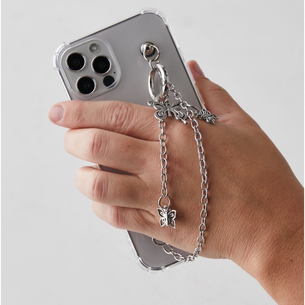 Urban Outfitters Silver Butterfly Phone Charm NWT